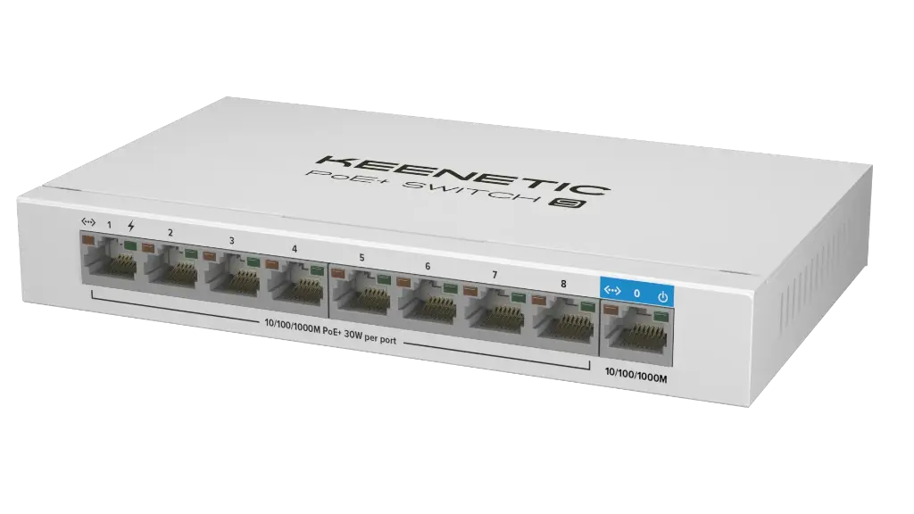 Keenetic PoE Switch 9 9-Port Gigabit Switch with 8 PoE+ Ports and 120 W Power Budget